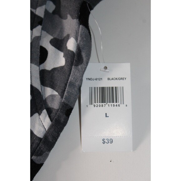 NWT BeBop Large Women Shorts Pocket Tie Waist Belted Linen Blend Black Gray Camo - Picture 4 of 10